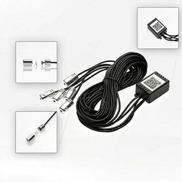 Multicolor RGB Sound Active Car Atmosphere Ambient Lighting Kit Wireless Bluetooth APP Control